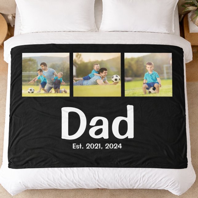 Dad Established Schrift Schwarz 3 Foto  Fleecedecke (Von Creator hochgeladen)