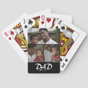 Dad Established Schrift Schwarz 3 Foto Spielkarten