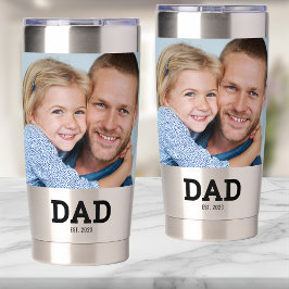 Dad Established Script Black 2 Photo Thermobecher