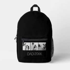 Dad Established Three Photo Backpack Modern Script Bedruckter Rucksack