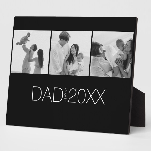 Dad Established Three Photo Modern  Fotoplatte (Seite)