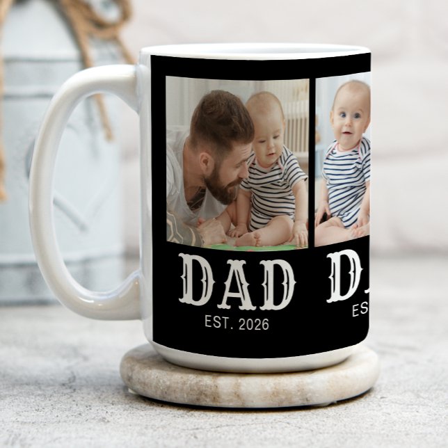 Dad Established Typography Black 3 Foto Kaffeetasse (Von Creator hochgeladen)