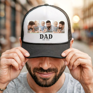 Dad Established Typography Black 3 Foto Truckerkappe