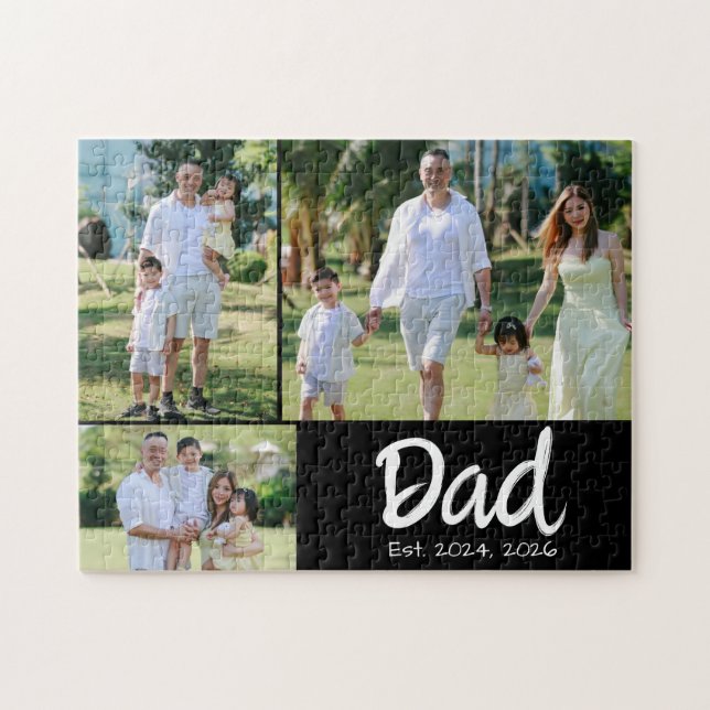 Dad Established weiße Schrift 3 Foto (Horizontal)