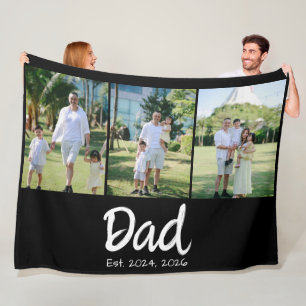 Dad Established weiße Schrift 3 Foto Fleecedecke