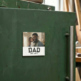 Dad Established Year Bold Black White Photo Magnet