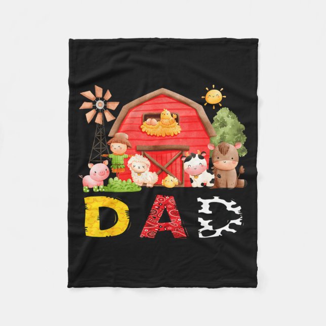 Dad Farm Cow Birthday Boy Matching Family Matching Fleecedecke (Vorderseite)