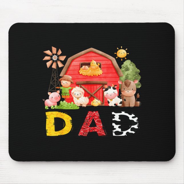 Dad Farm Cow Birthday Boy Matching Family Matching Mousepad (Vorne)