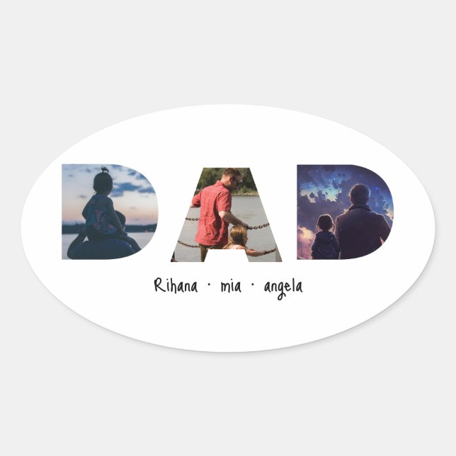 Dad Father's day personalized photo gift  Ovaler Aufkleber (Vorderseite)