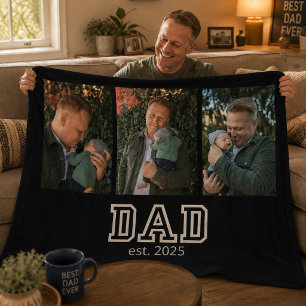 Dad Gegründet Benutzerdefiniertes Jahr 3 Foto Fleecedecke