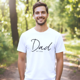 Dad Gegründet Minimal Moderne Schrift Schwarz Weiß T-Shirt