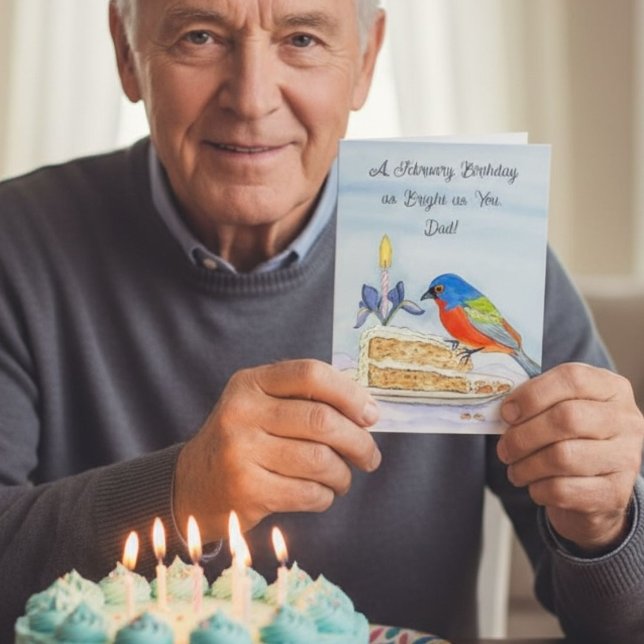 Dad Happy February Birthday Painted Bunt Karte (Von Creator hochgeladen)