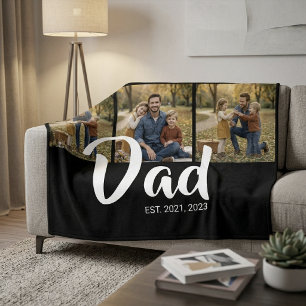 Dad hat elegantes Skript Schwarz 3 Foto erstellt Fleecedecke