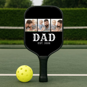 Dad hat fette Typografie Schwarz 3 Foto Pickleball Schläger