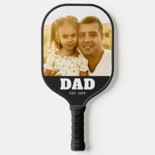 Dad hat fette weiße Text-Foto-Schrift Pickleball Schläger