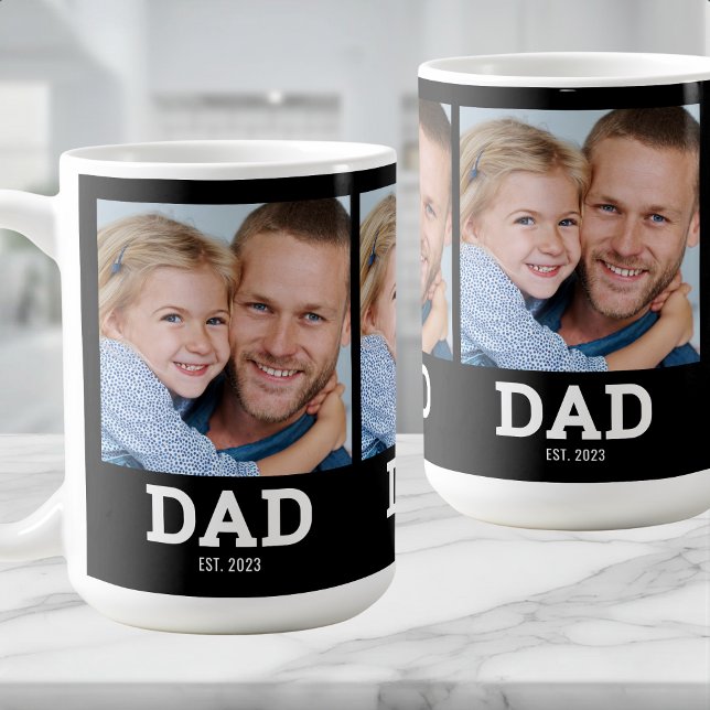 Dad hat modernes Schwarz 3 Foto eingerichtet Kaffeetasse (Von Creator hochgeladen)