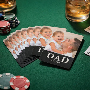 Dad hat modernes schwarzes Foto gegründet Spielkarten