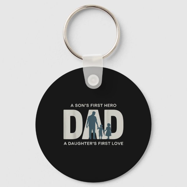 Dad Holding Kids Family Silhouette Father Quote  Schlüsselanhänger (Vorderseite)