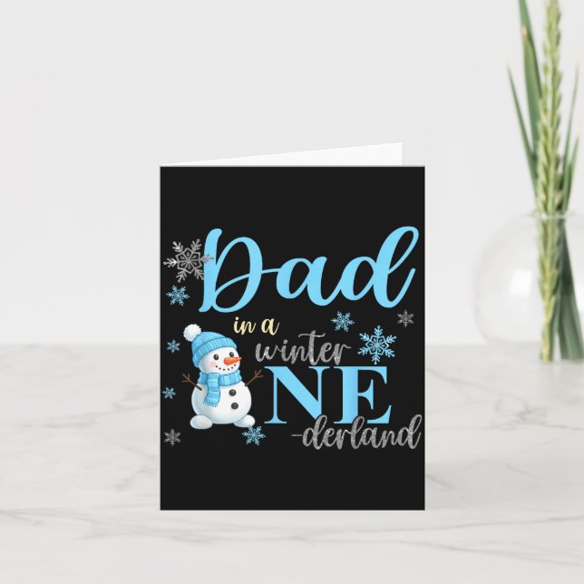 Dad In A Winter Onederland Birthday Boy Girl Cute  Karte (Vorderseite)