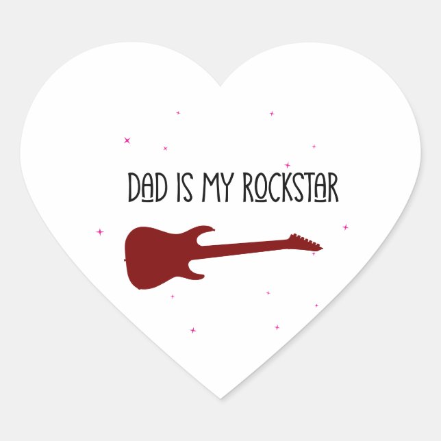 Dad is my rockstar Herz-Aufkleber (Vorderseite)
