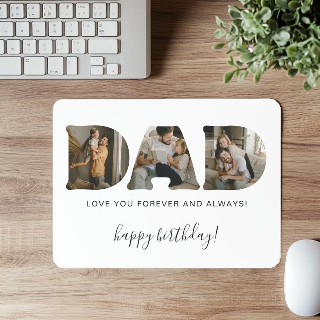 DAD Letter Photo Collage Birthday Mouse Pad Mousepad (Von Creator hochgeladen)