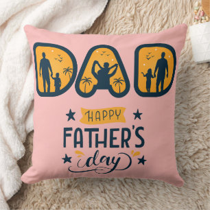 DAD-Letter-Silhouetten Tropische Sonnenuntergangss Kissen