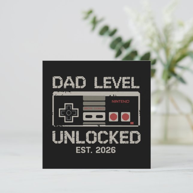 Dad Level Unlocked 2026 Soon to Be Gamer Daddy Einladung (Stehend Vorderseite)