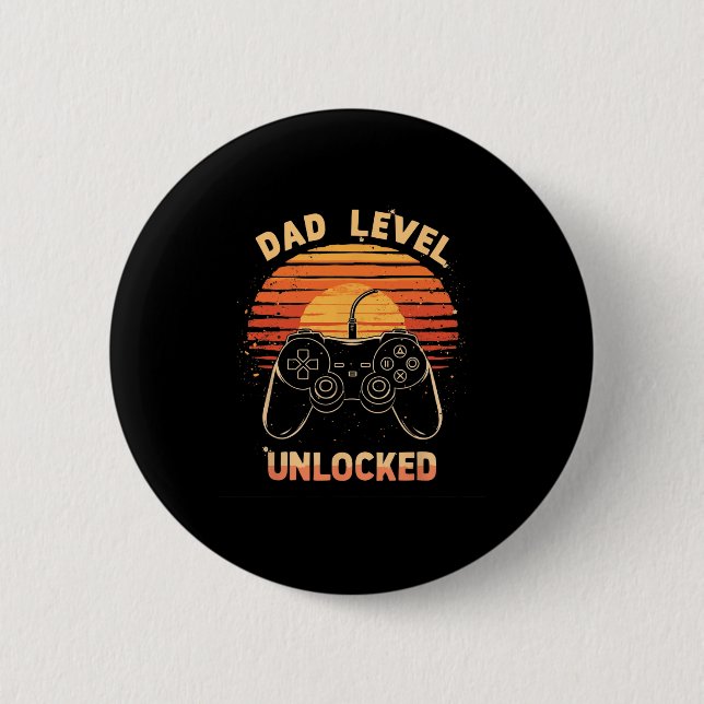 Dad Level Unlocked Funny Retro New Dad Gamer  Button (Vorderseite)