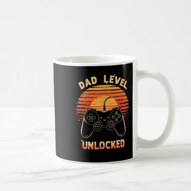 Dad Level Unlocked Funny Retro New Dad Gamer  Kaffeetasse (Rechts)