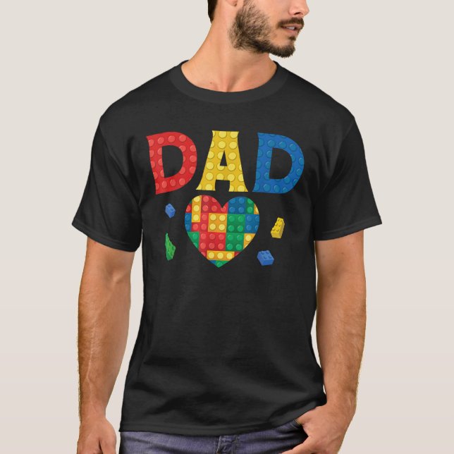Dad Lover Master Builder Building Bricks Blocks Fa T-Shirt (Vorderseite)