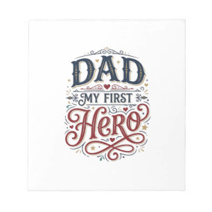 Dad Mein Erster Held Vintage-Typografie-Shirt_1 Notizblock