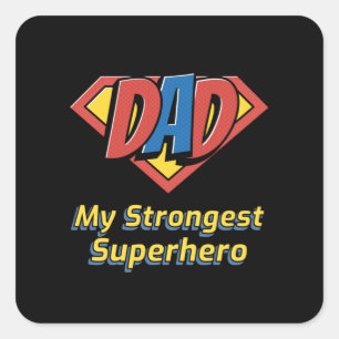 DAD Mein stärkster Superheld Quadratischer Aufkleber
