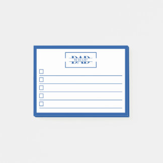 Dad Modern Blue Monogram 4" x 3" To Do List Post-it Klebezettel