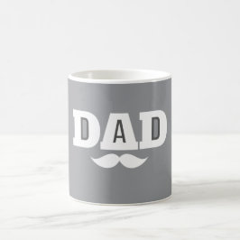 Dad  Mustache Mug Grey and White Kaffeetasse