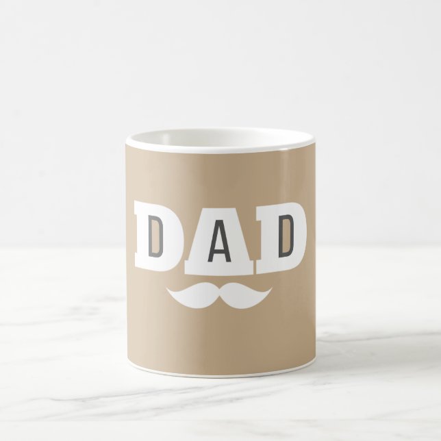 Dad  Mustache Mug Light Brown and White Kaffeetasse (Mittel)