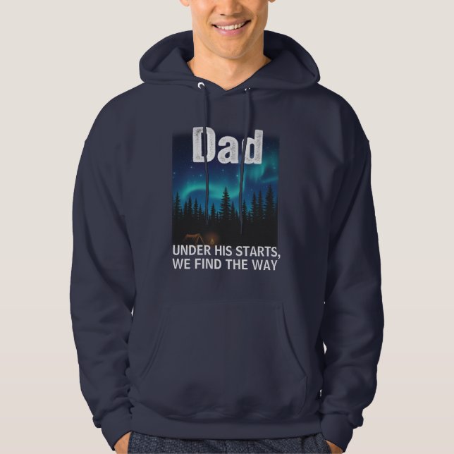 Dad Northern Lights Camping Customizable Hoodie (Vorderseite)