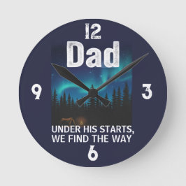 Dad Northern Lights Camping Customizable Runde Wanduhr