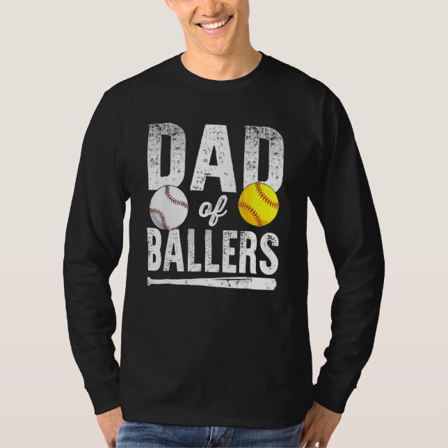 Dad Of Ballers Softball Baseball Player Dad Father T-Shirt (Vorderseite)