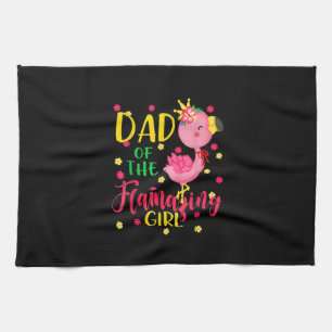 Dad Of Flamazing Girl Cute Flamingo Dad Birthday Geschirrtuch
