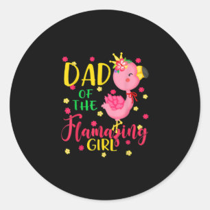 Dad Of Flamazing Girl Cute Flamingo Dad Birthday Runder Aufkleber