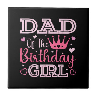 Dad of The Birthday Girl Cute Pink Matching Family Fliese