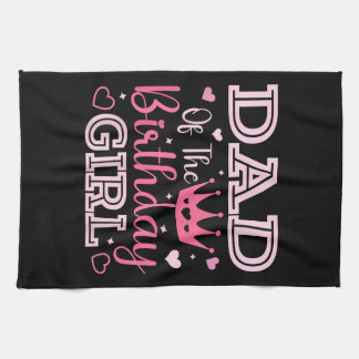Dad of The Birthday Girl Cute Pink Matching Family Geschirrtuch
