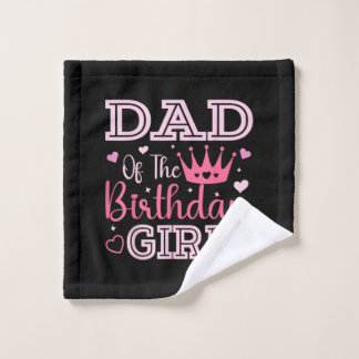 Dad of The Birthday Girl Cute Pink Matching Family Waschlappen