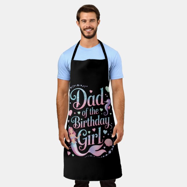 Dad of the Mermaid Birthday Girl Schürze (Getragen)