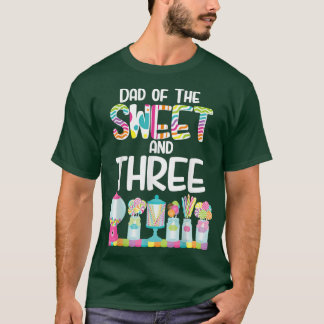 Dad Of The Sweet and Three Candy Birthday Lollipop T-Shirt
