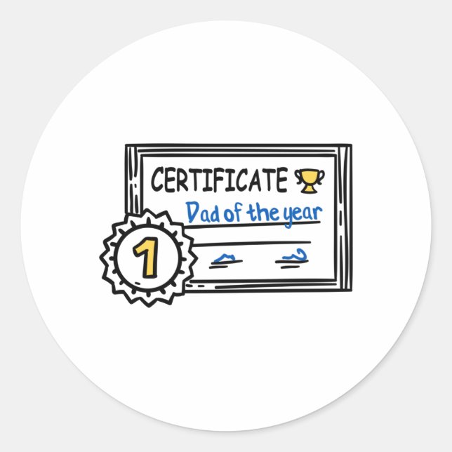 Dad of the Year certificate father's day Award Runder Aufkleber (Vorderseite)