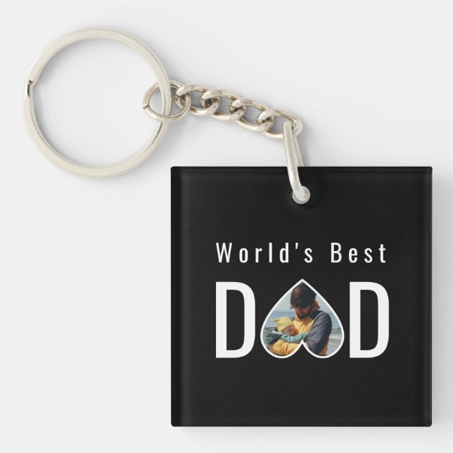 Dad Photo in Black Heart Frame Modern Text (Devant)