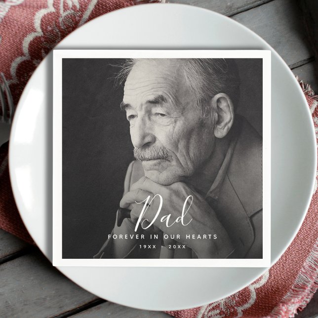 Dad Photo Memorial Tribute Funeral Serviette (Dad Memorial Napkins)