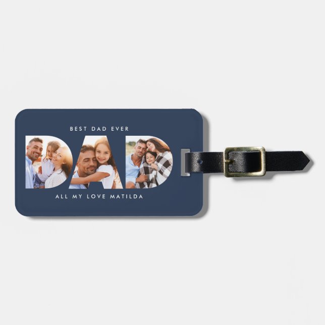 Dad photo modern typography child gift gepäckanhänger (Vorderseite horizontal)