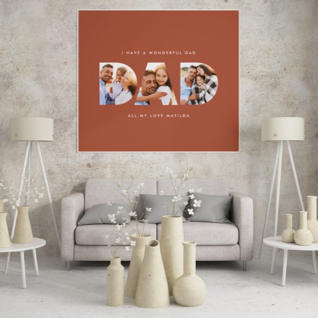 Dad photo modern typography child gift terracotta poster (Von Creator hochgeladen)